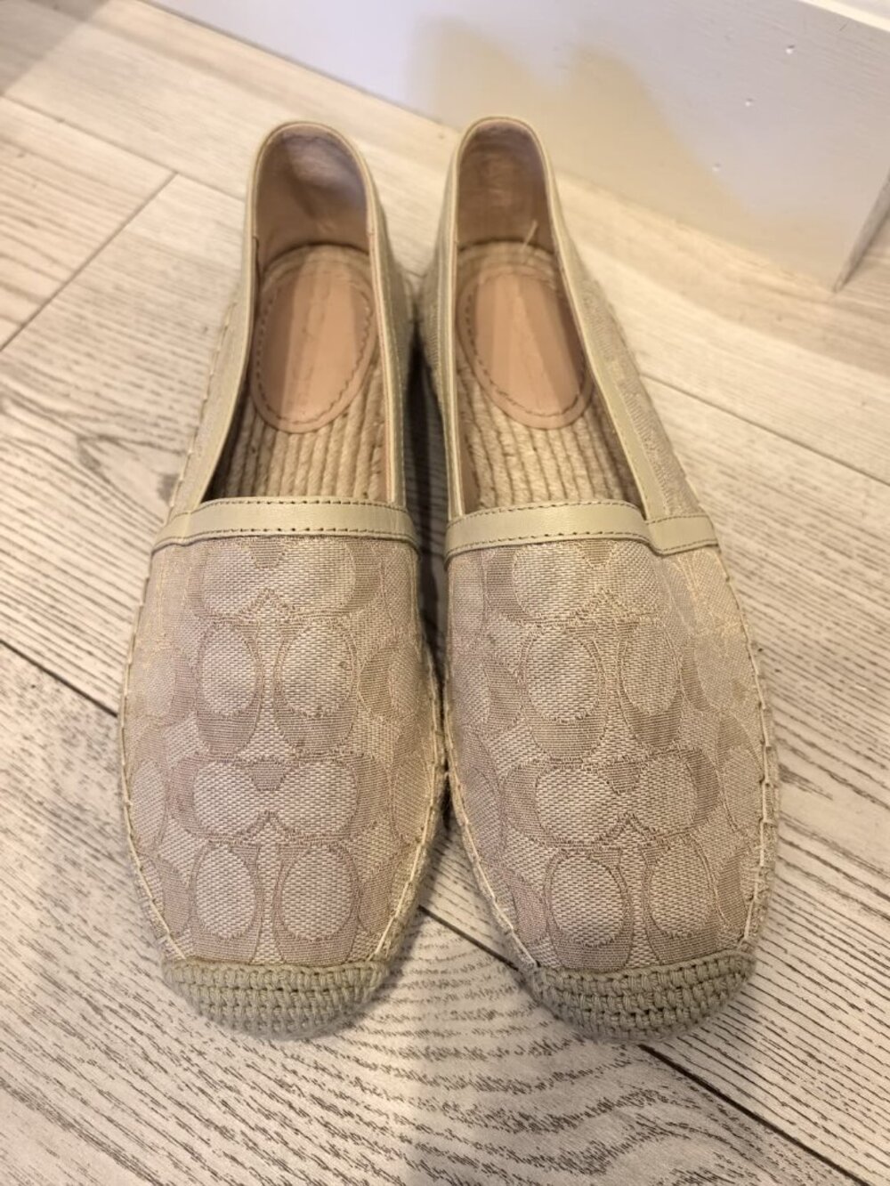 BNWT Coach Collins Signature Canvas Espadrille Slip On Flats Khaki Tan Size 7.5